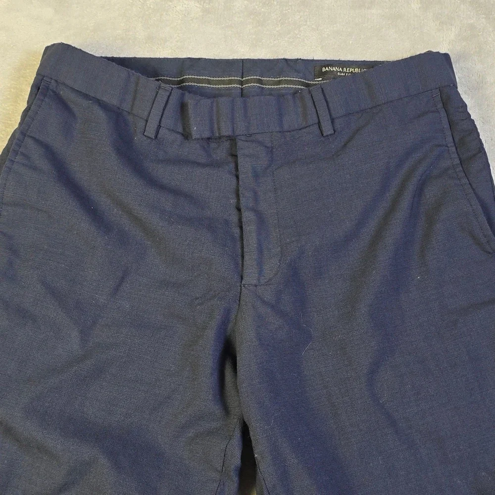 Banana Republic Dress Pants‎ Men's 32x30 Navy Performance Italian Wool Marzotto